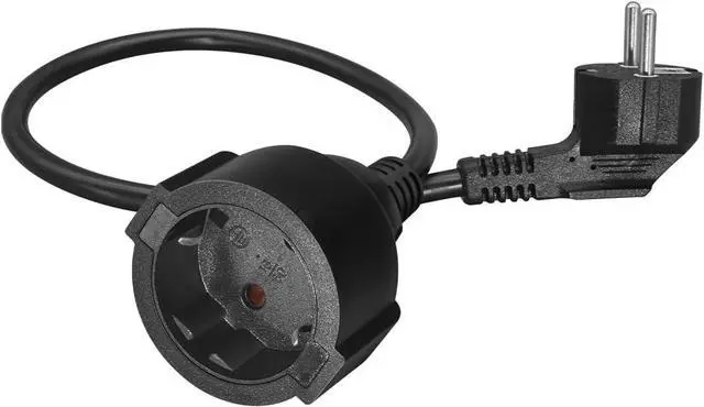 Main image of European 220v Extension Cord Reel, CEE7/7 Schuko Male to Female Type F Short EU Extension Cable, 90 Degree Outlet Adapter Short EU Extension Cord,European Extension Cord,16AWG