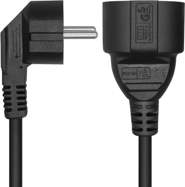Alt view image 4 of 7 - European 220v Extension Cord Reel, CEE7/7 Schuko Male to Female Type F Short EU Extension Cable, 90 Degree Outlet Adapter Short EU Extension Cord,European Extension Cord,16AWG