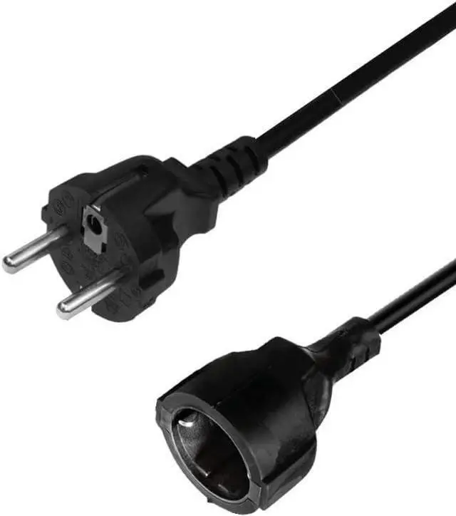 Alt view image 2 of 7 - European 220v Extension Cord Reel, CEE7/7 Schuko Male to Female Type F Short EU Extension Cable, 90 Degree Outlet Adapter Short EU Extension Cord,European Extension Cord,16AWG 3ft Straight Plug