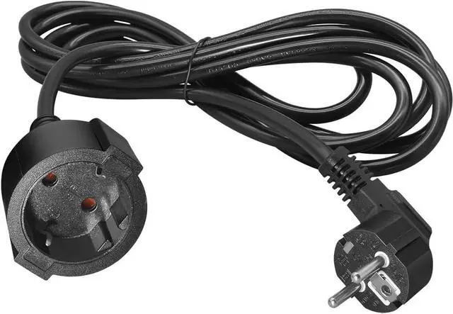 Main image of European 220v Extension Cord Reel, CEE7/7 Schuko Male to Female Type F Long EU Extension Cable, 90 Degree Outlet Adapter Long EU Extension Cord,European Extension Cord,16AWG, 10ft Elbow Plug