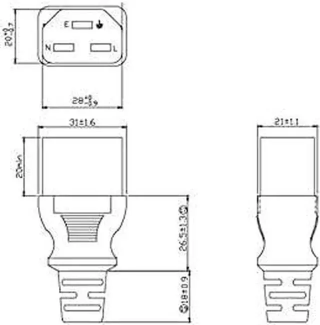 Alt view image 6 of 7 - NEMA 5-15P to C21 USA 3 Prong Standard Plug to C21 Short Power Cord, 14AWG, 15A/125V, UL Listed, UPS Supply Heavy Duty Power Cord Replacement, 10ft/3m
