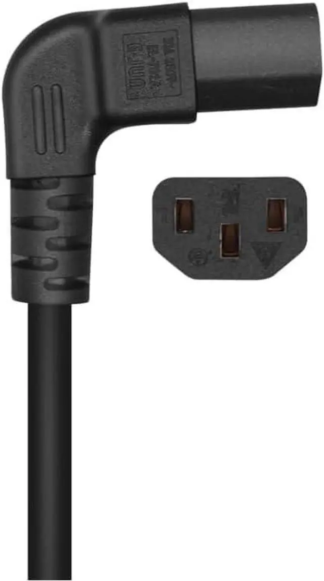 Alt view image 3 of 7 - NEMA 5-15P to C13 Power Cord Elbow Plug,US 3 Prong Plug to 90-Degree Down Angled IEC C13 Power Cord PC, IEC Power Cable,18AWG,UL Listed (5-15P to Down C13, 6ft/1.8m)