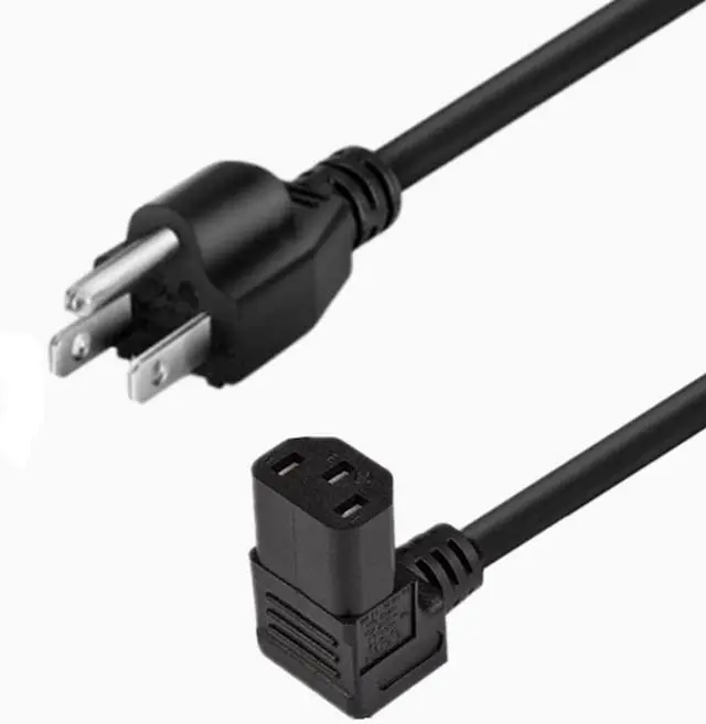 Main image of NEMA 5-15P to C13 Power Cord Elbow Plug,US 3 Prong Plug to 90-Degree Down Angled IEC C13 Power Cord PC, IEC Power Cable,18AWG,UL Listed (5-15P to Down C13, 6ft/1.8m)