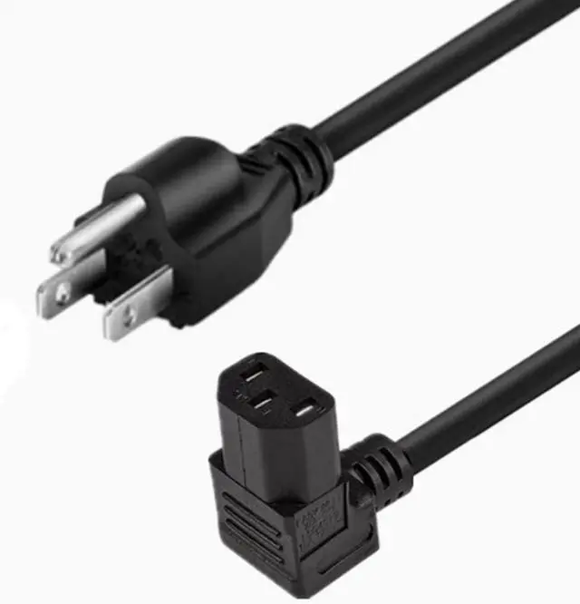 Main image of NEMA 5-15P to C13 Elbow Plug Power Cord PC,USA Standard 3 Prong Plug to 90-Degree Up Angle C13 Power Cord PC, IEC Power Cable Computer Power Cable,18AWG,6ft/1.8m