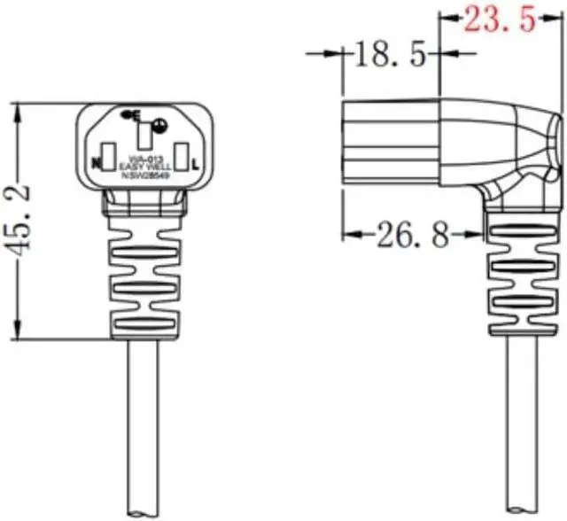 Alt view image 5 of 7 - NEMA 5-15P to C13 Elbow Plug Power Cord PC,USA Standard 3 Prong Plug to 90-Degree Up Angle C13 Power Cord PC, IEC Power Cable Computer Power Cable,18AWG,6ft/1.8m