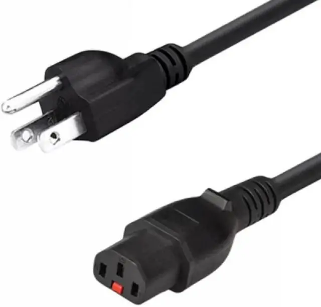 Main image of NEMA 5-15P to Locking C13 Power Cord, USA 3 Prong 5-15P to C13 with Locker, 14AWG, UL Listed, UPS Supply Computer Power Cord Replacement, 10ft/3m