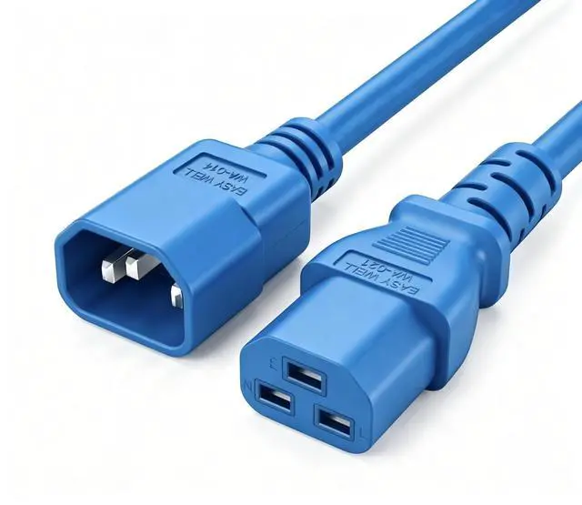 Main image of IEC C14 to C21 Heavy Duty Short Power Cord Plug,Blue Color-Coded Connectors IEC 320 C14 to C21(C19) Computer Power Cable Replacement,14 Gauge Power Cord, 3ft/0.9m Blue