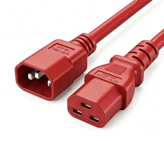 Main image of IEC C14 to C21 Heavy Duty Power Cord Plug,Red Color-Coded Connectors IEC 320 C14 to C21(C19) Computer Power Cable Replacement,14 Gauge Power Cord, 6ft/1.8m Red