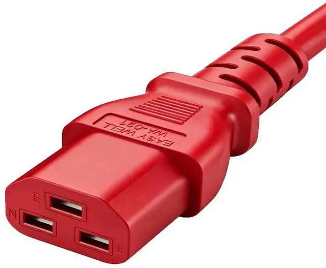 Alt view image 2 of 7 - IEC C14 to C21 Heavy Duty Power Cord Plug,Red Color-Coded Connectors IEC 320 C14 to C21(C19) Computer Power Cable Replacement,14 Gauge Power Cord, 6ft/1.8m Red