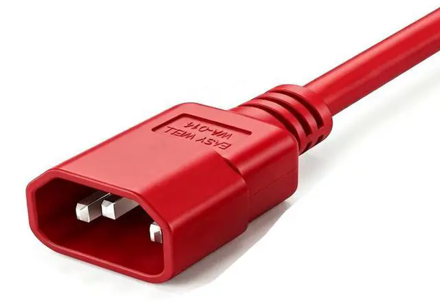 Alt view image 3 of 7 - IEC C14 to C21 Heavy Duty Power Cord Plug,Red Color-Coded Connectors IEC 320 C14 to C21(C19) Computer Power Cable Replacement,14 Gauge Power Cord, 6ft/1.8m Red