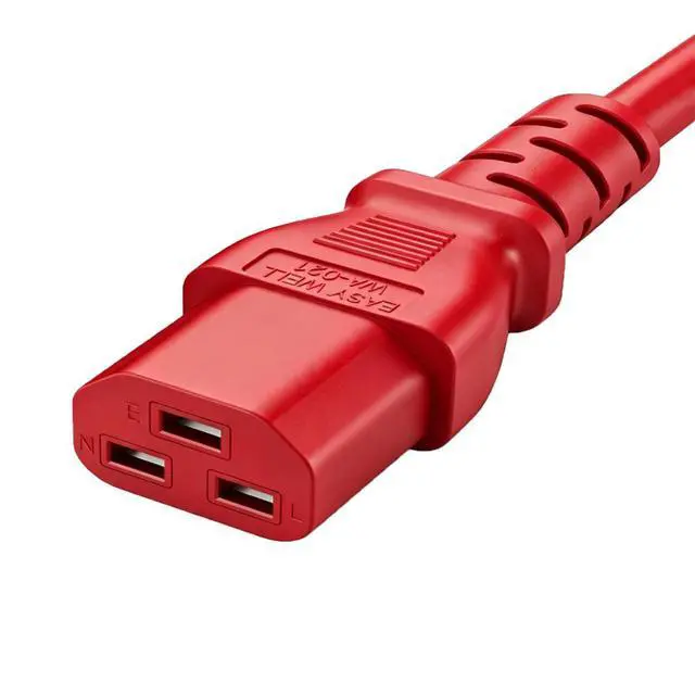 Alt view image 2 of 7 - IEC C14 to C21 Heavy Duty Short Power Cord Plug,Red Color-Coded Connectors IEC 320 C14 to C21(C19) Computer Power Cable Replacement,14 Gauge Power Cord, 2ft/0.6m Red