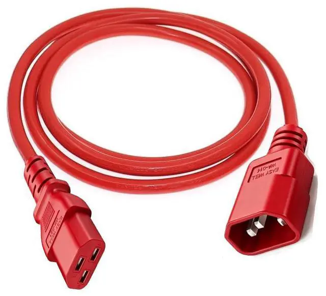 Alt view image 5 of 7 - IEC C14 to C21 Heavy Duty Power Cord Plug,Red Color-Coded Connectors IEC 320 C14 to C21(C19) Computer Power Cable Replacement,14 Gauge Power Cord, 6ft/1.8m Red