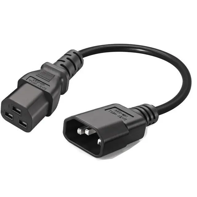 Alt view image 4 of 7 - IEC C14 to C21 Heavy Duty Short Power Cord Plug,Black Color-Coded Connectors IEC 320 C14 to C21(C19) Computer Power Cable Replacement,14 Gauge Power Cord, 2ft/0.6m Black