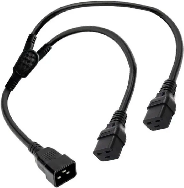 Main image of C20 to 2*C19 IEC Y Splitter 12AWG Heavy Duty Power Cord, C20 to Dual C19 Dual IEC Double Y Split Multi IEC Cable 3 Prong Splitter, C19 Power Strip, UL Listed, 9.8ft/3m