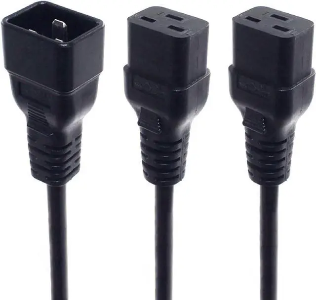Alt view image 3 of 7 - C20 to 2*C19 IEC Y Splitter 12AWG Heavy Duty Power Cord, C20 to Dual C19 Dual IEC Double Y Split Multi IEC Cable 3 Prong Splitter, C19 Power Strip, UL Listed, 9.8ft/3m