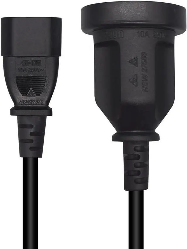 Alt view image 6 of 7 - C14 to Au Short Power Cord 1 Foot,IEC 320 C14 Male Plug to Australia AU 3 Prong Female 1ft Power Cord PC,IEC Cable for Computer Cord Plug SAA Power Extension Cord