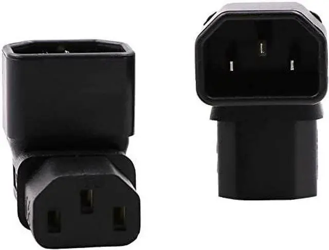 Alt view image 5 of 6 - (2-Pack) Up Angle Elbow PIug IEC C14 to C13 Power Converter Travel Plug Adapter,IEC 320 C14 to 90-Degree Up Angle IEC C13 Electrical Adapter,C13 C14 Cable Power Adapter(C14 to Up C13)