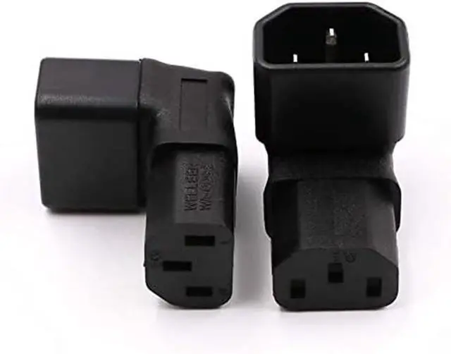 Alt view image 6 of 6 - (2-Pack) Up Angle Elbow PIug IEC C14 to C13 Power Converter Travel Plug Adapter,IEC 320 C14 to 90-Degree Up Angle IEC C13 Electrical Adapter,C13 C14 Cable Power Adapter(C14 to Up C13)
