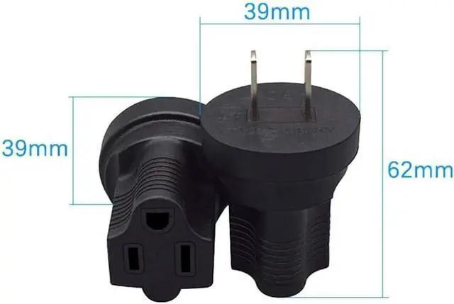 Alt view image 7 of 7 - NEMA 1-15P to 5-15R Power Converters,Toptekits NEMA1-15P Male to 5-15R Female Electrical Adapters,US 2-Prong to 3 Prong Travel Plug Adapter,nema Converter,1-Pack