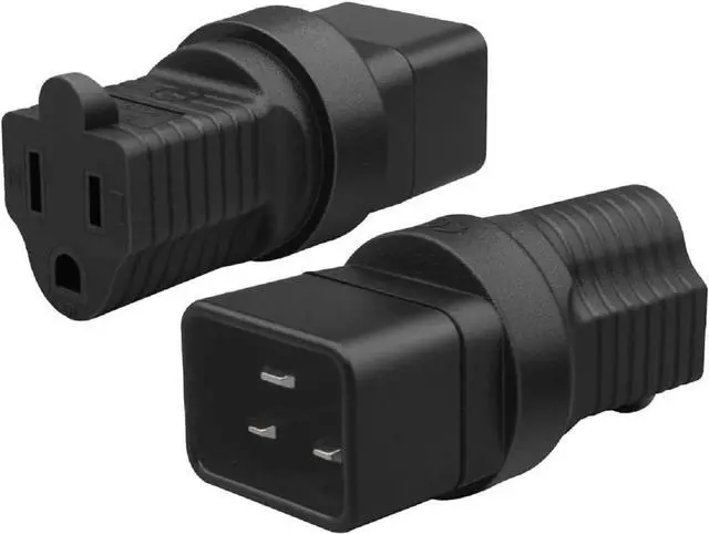 Main image of IEC C20 to US 3 Prong 5-15R Power Converter Travel Plug Adapter, US 3 Prong NEMA 5-15R Female Socket to C20 Electrical Adapter, 1-Pack