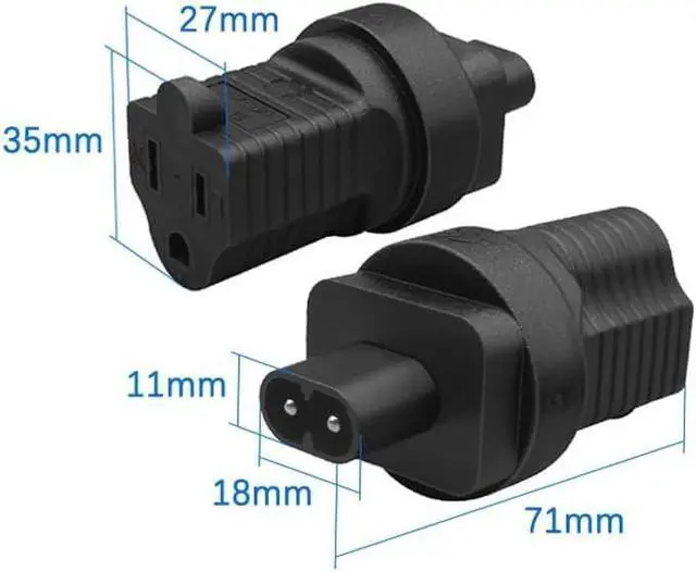 Alt view image 4 of 7 - IEC C8 to 5-15R Power Converter Travel Adapter,US 3 Prong Nema 5-15R Female Socket to C8 Electrical Adapter, IEC Power Adapter NEMA Adapters,1-Pack