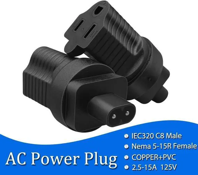 Alt view image 6 of 7 - IEC C8 to 5-15R Power Converter Travel Adapter,US 3 Prong Nema 5-15R Female Socket to C8 Electrical Adapter, IEC Power Adapter NEMA Adapters,1-Pack