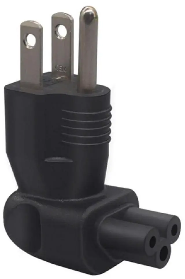 Alt view image 2 of 7 - NEMA 5-15P to C5 Elbow Plug Power Adapter, US 3 Prong Standard Plug to 3-Prong Female Right Angle IEC C5 Electrical Adapter, IEC Adapter,1-Pack