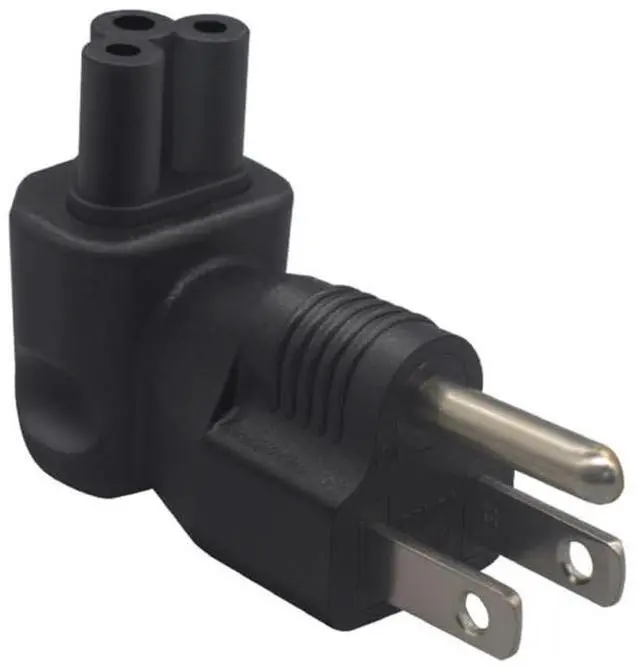 Alt view image 3 of 7 - NEMA 5-15P to C5 Elbow Plug Power Adapter, US 3 Prong Standard Plug to 3-Prong Female Right Angle IEC C5 Electrical Adapter, IEC Adapter,1-Pack