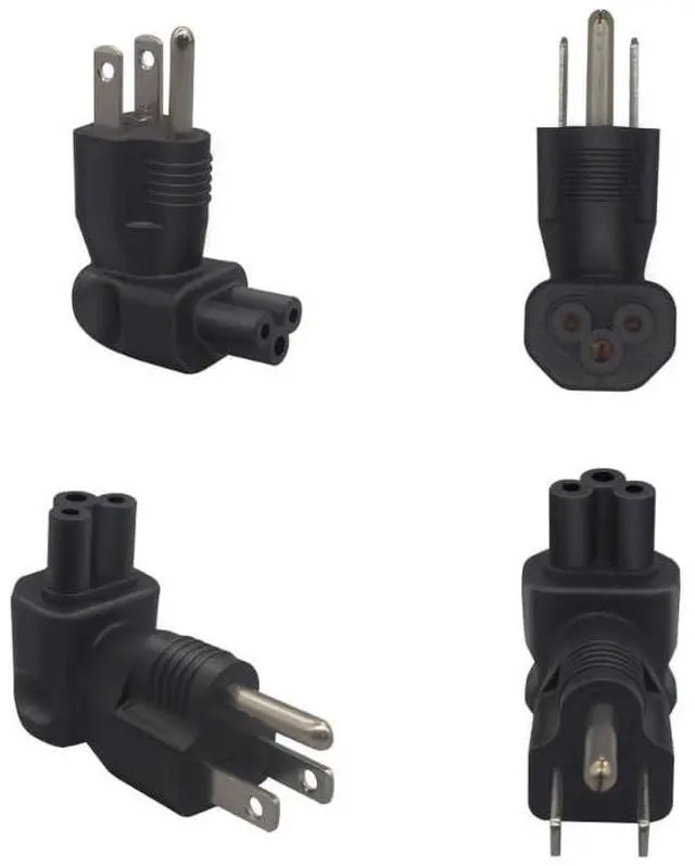 Alt view image 5 of 7 - NEMA 5-15P to C5 Elbow Plug Power Adapter, US 3 Prong Standard Plug to 3-Prong Female Right Angle IEC C5 Electrical Adapter, IEC Adapter,1-Pack