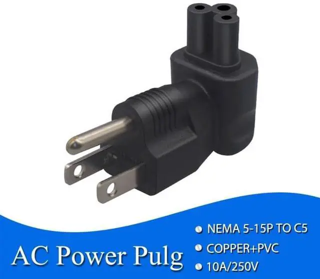 Alt view image 6 of 7 - NEMA 5-15P to C5 Elbow Plug Power Adapter, US 3 Prong Standard Plug to 3-Prong Female Right Angle IEC C5 Electrical Adapter, IEC Adapter,1-Pack