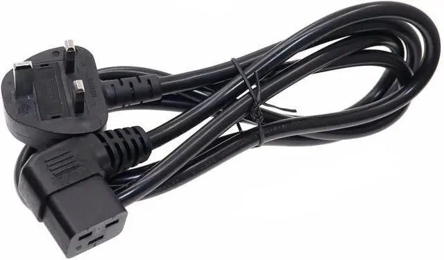 Alt view image 3 of 7 - UK to C19 Elbow Plug Power Cord PC, UK BS1363 Male Plug to 90 Degree Right Angle IEC 320 C19 Power Cable for PDU Chassis UPS Server, 13A 250V 16AWG, 3ft/1m
