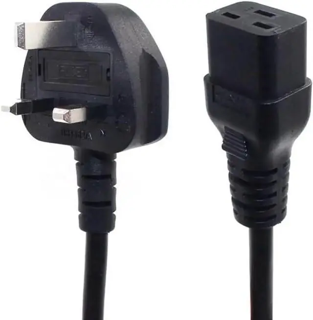 Main image of UK to C19 Long Power Cord for PDU Chassis 13A 250V, UK BS1363 Male Plug to IEC C19 Connector Extension Lead, IEC Power Cable 220V,16AWG, 16ft/5m