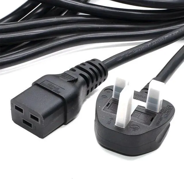 Alt view image 2 of 7 - UK to C19 Long Power Cord for PDU Chassis 13A 250V, UK BS1363 Male Plug to IEC C19 Connector Extension Lead, IEC Power Cable 220V,16AWG, 16ft/5m