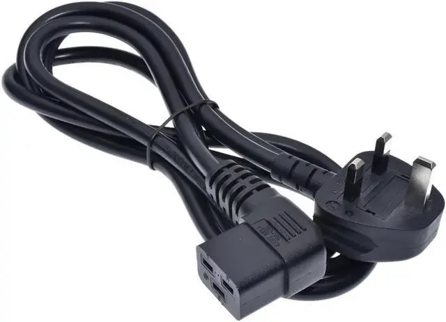 Alt view image 2 of 7 - UK to C19 Long Heavy Duty Power Cord,Toptekits UK BS1363 to 90-Degree Left Angle IEC 320 C19 Computer Power Cable Replacement,England/Scotland/Ireland/Hongkong BS1363 Power Cord PC,16AWG,10ft/3m