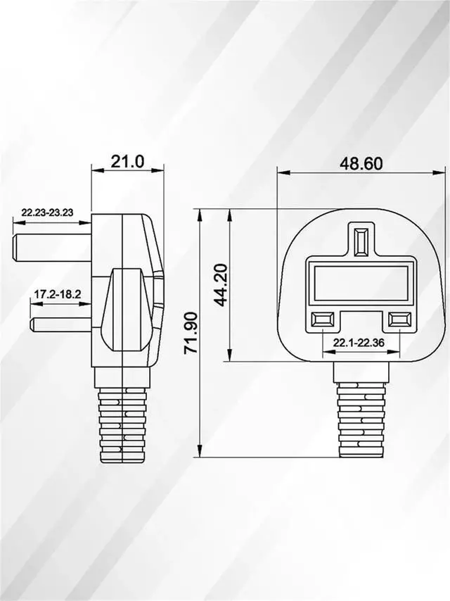 Alt view image 7 of 7 - UK to C21 Heavy Duty Power Cord Plug, UK BS1363 to IEC320C21 Power Cord PC (Compatible with C19), 13A 250V, 16AWG, British/Ireland/Scotland/England Plug to C21 Power Cord, 3ft/1m