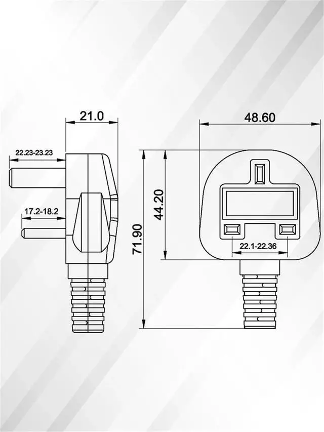 Alt view image 7 of 7 - UK to C21 Heavy Duty Power Cord Plug,Toptekits UK BS1363 Male Plug to IEC 320 C21 Power Cord PC (Compatile with C19),13A 250V,16AWG,Ireland/England/Scotland/British Power Cord 220V, 10ft/3m