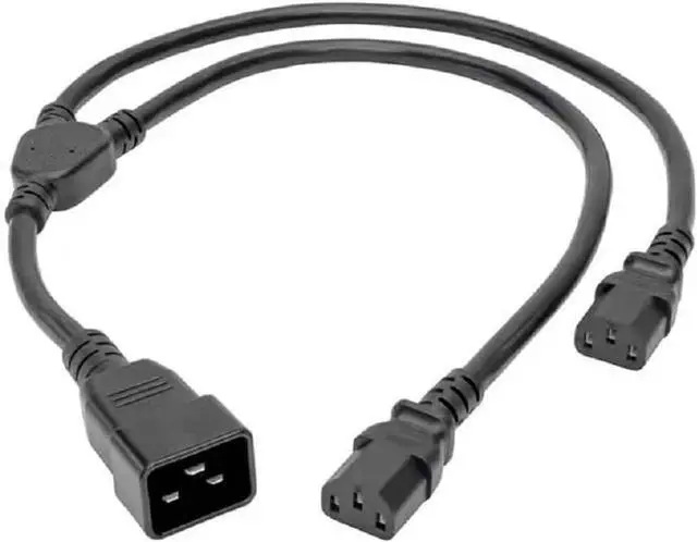 Main image of IEC C20 to Dual C13 Y Splitter Heavy Duty Power Cord 12AWG, C20 to 2*C13 Y Split Multi IEC Cable, C19 Power Strip Dual Monitor Power Cable, UL Listed, Black, 3ft/1m