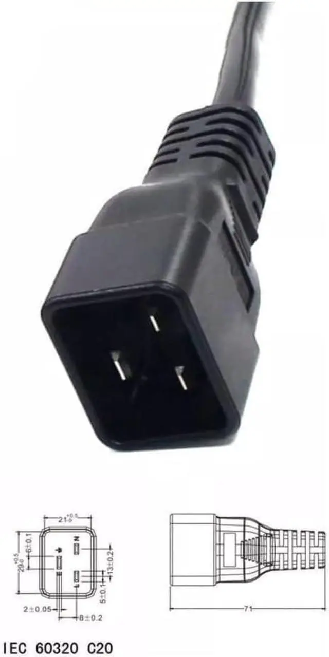 Alt view image 5 of 7 - IEC C20 to Dual C13 Y-Splitter Heavy Duty Power Cord PC, 12AWG Server PDU Computer Power Cable, C20 to 2XC13 Y Split Multi IEC Cable C13 Splitter, UL Listed (8ft/2.5m)
