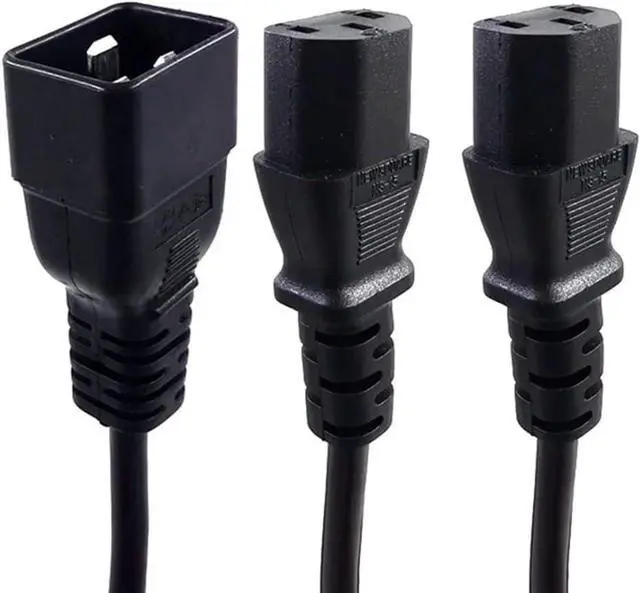 Alt view image 6 of 7 - C20 to Dual C13 IEC Y-Splitter Heavy Duty Power Cord Plug, 12AWG Server PDU Computer Power Cable, C20 to 2XC13 Y Split Dual IEC C13 Power Strip,UL Listed (10ft/3m)