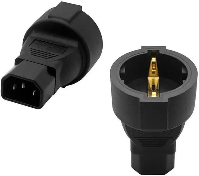 Main image of 2-Pack IEC C14 to European Schuko Female Socket Power Converter Travel Plug Adapter, IEC 320 C14 Male to Europe CEE7 Female Socket Electrical Adapter For UPS PDU,IEC Power Connector
