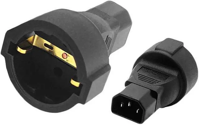 Alt view image 2 of 7 - 2-Pack IEC C14 to European Schuko Female Socket Power Converter Travel Plug Adapter, IEC 320 C14 Male to Europe CEE7 Female Socket Electrical Adapter For UPS PDU,IEC Power Connector
