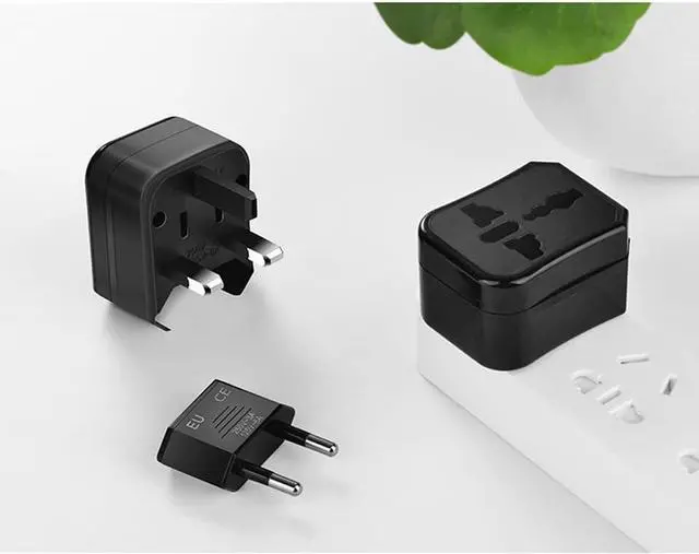 Alt view image 5 of 7 - All in One Universal Power Adapter Travel Converter, Three-in-One Global Travel Conversion 3 Sockets Plugs Universal Plug Adapter International Travel Plug Adapter US/AU/EU/UK (Black)