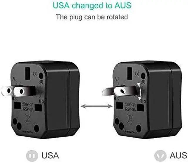 Alt view image 3 of 7 - All in One Universal Power Adapter Travel Converter, Three-in-One Global Travel Conversion 3 Sockets Plugs Universal Plug Adapter International Travel Plug Adapter US/AU/EU/UK (Black)