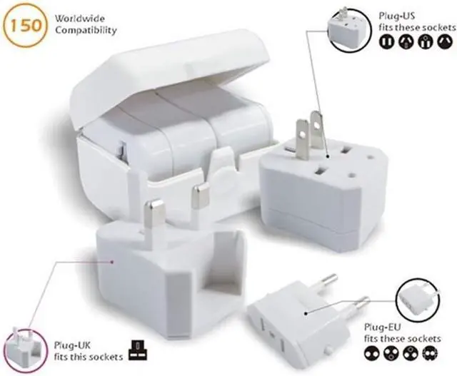 Alt view image 2 of 7 - All in One Universal Power Adapter, Three-in-One Global Travel Conversion 3 Sockets Plugs Universal Adapter Travel Abroad Converter Household Plugs US/AU/EU/UK, White