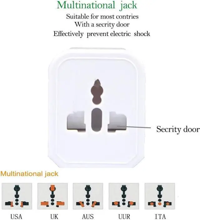 Alt view image 6 of 7 - All in One Universal Power Adapter, Three-in-One Global Travel Conversion 3 Sockets Plugs Universal Adapter Travel Abroad Converter Household Plugs US/AU/EU/UK, White