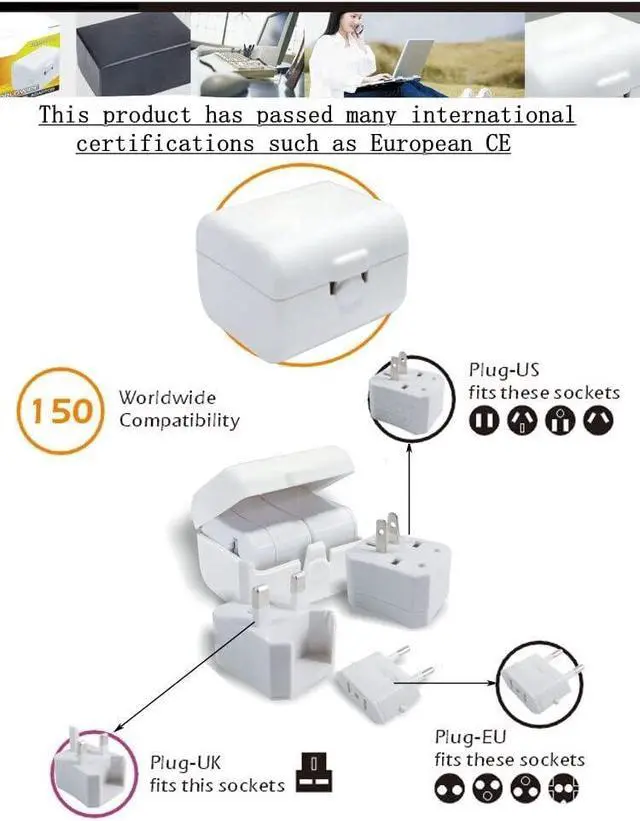 Alt view image 4 of 7 - All in One Universal Power Adapter, Three-in-One Global Travel Conversion 3 Sockets Plugs Universal Adapter Travel Abroad Converter Household Plugs US/AU/EU/UK, White