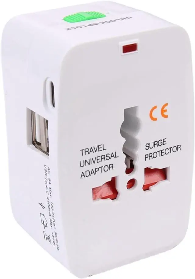 Main image of Worldwide Universal Power Adapter with 2 USB and 1 Type-C Charging Port Converter All in One International Out of Country Travel Wall Charger Plug for Wall Plug Input in USA, EU, UK, and AUS