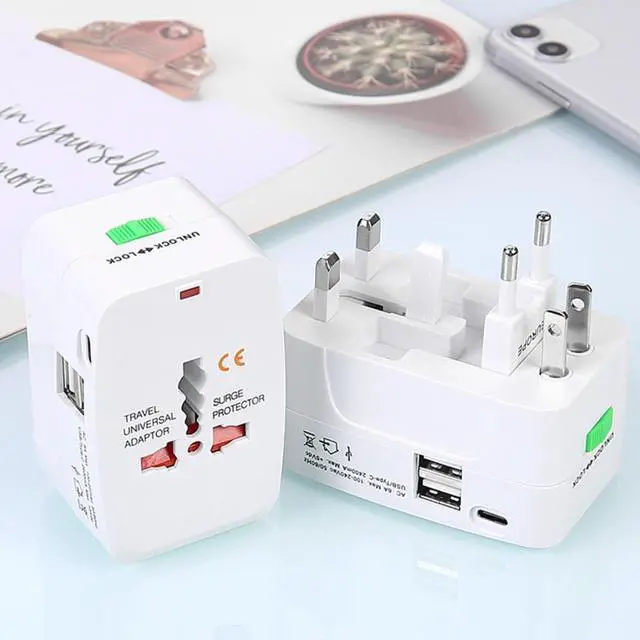 Alt view image 6 of 7 - Worldwide Universal Power Adapter with 2 USB and 1 Type-C Charging Port Converter All in One International Out of Country Travel Wall Charger Plug for Wall Plug Input in USA, EU, UK, and AUS