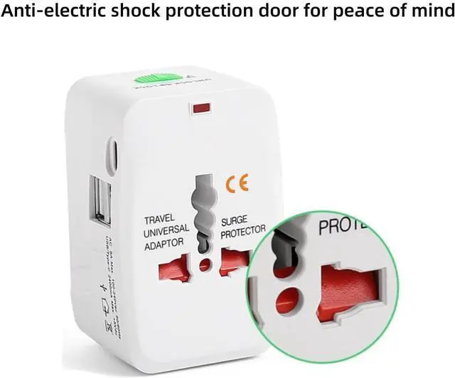 Alt view image 4 of 7 - Worldwide Universal Power Adapter with 2 USB and 1 Type-C Charging Port Converter All in One International Out of Country Travel Wall Charger Plug for Wall Plug Input in USA, EU, UK, and AUS