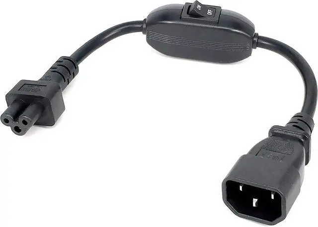Main image of IEC C14 to C5 Short Power Cord with Switch, IEC 320 C14 Male to C5 Female Short Power Cable with ON/Off Switch, 1ft/30cm, 18AWG,1-Pack